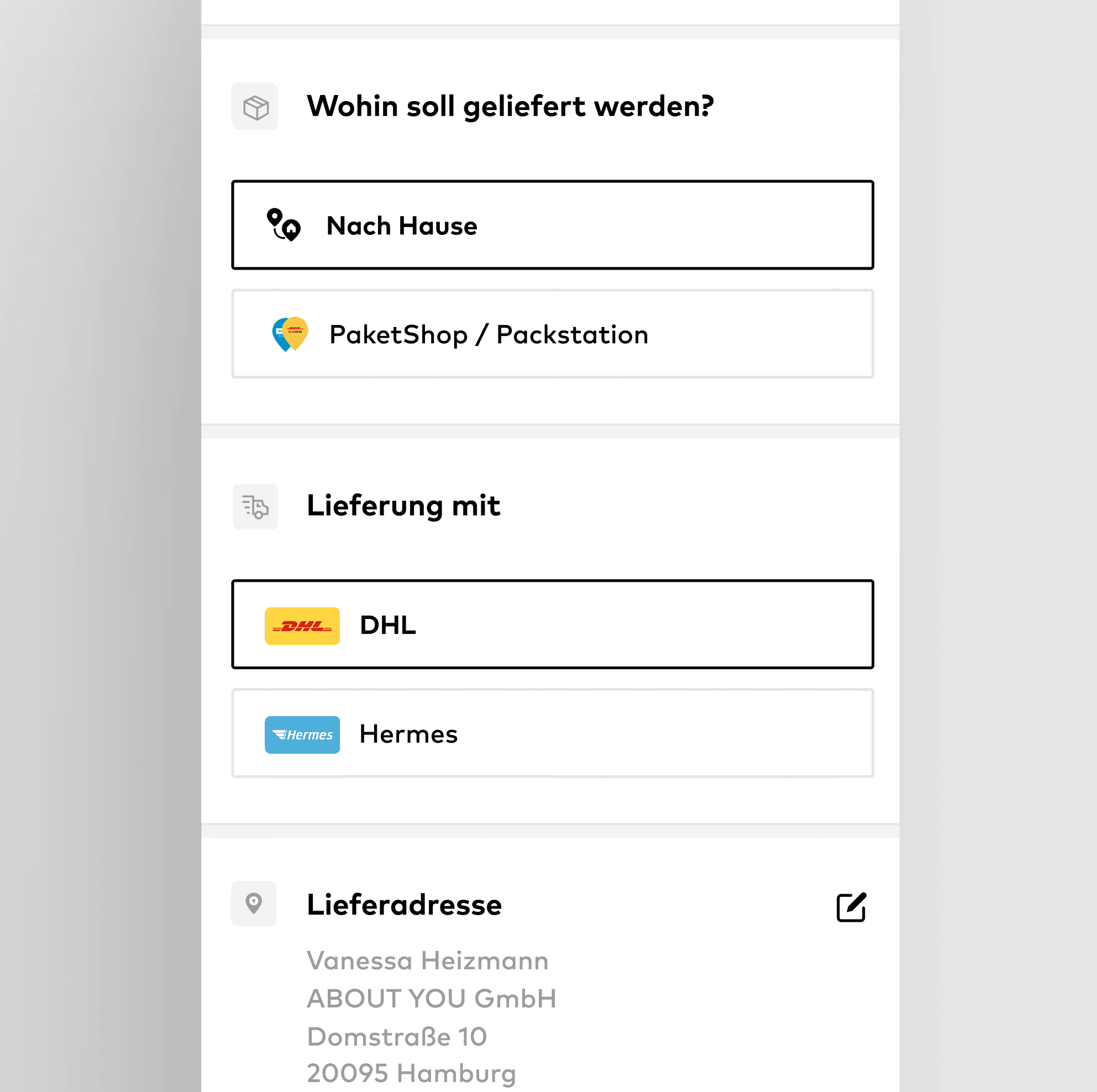 About You – Backend (Bildausschnitt rechts)