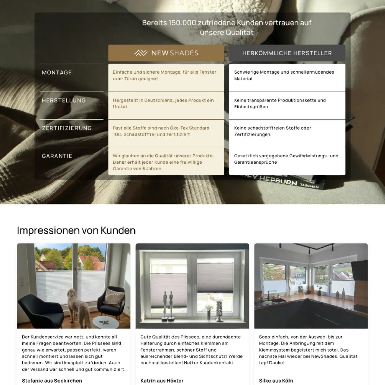 Newshades – Produktdetailansicht