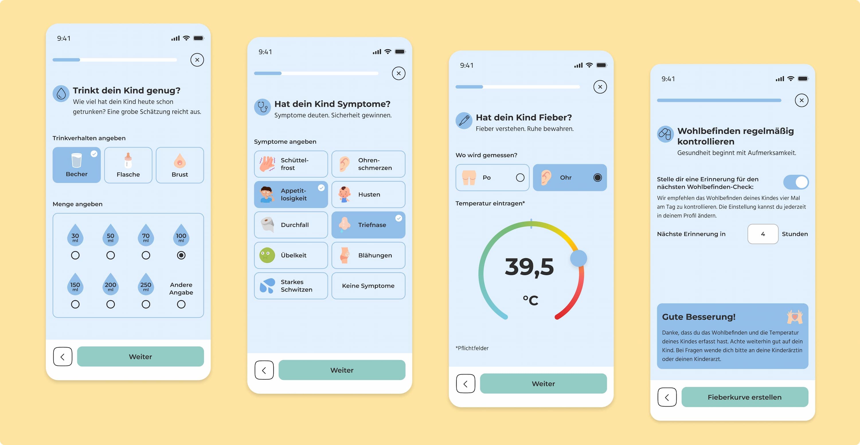 KidsDoc-App – Funktion Wohlfühlcheck